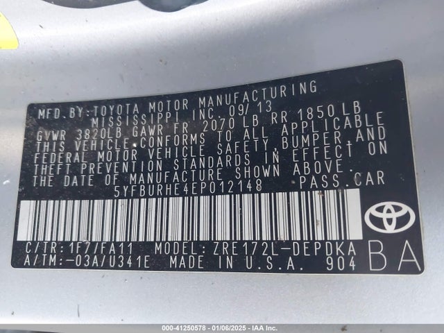 Toyota COROLLA L 2014 5YFBURHE4EP012148 Image 9