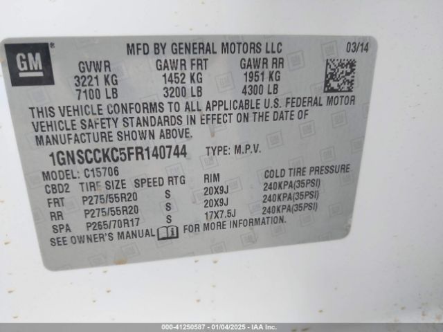 1GNSCCKC5FR140744 Chevrolet Tahoe Ltz