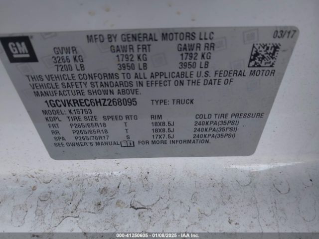 1GCVKREC6HZ268095 Chevrolet Silverado 1500 2lt
