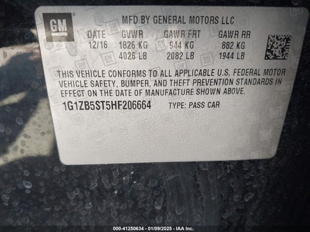 1G1ZB5ST5HF206664 Chevrolet lfv - di: direct injection, vvt: variable valve timing, gen 1