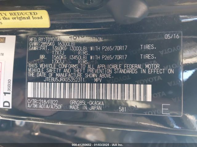JTEBU5JRXG5352311 Toyota 4RUNNER SR5