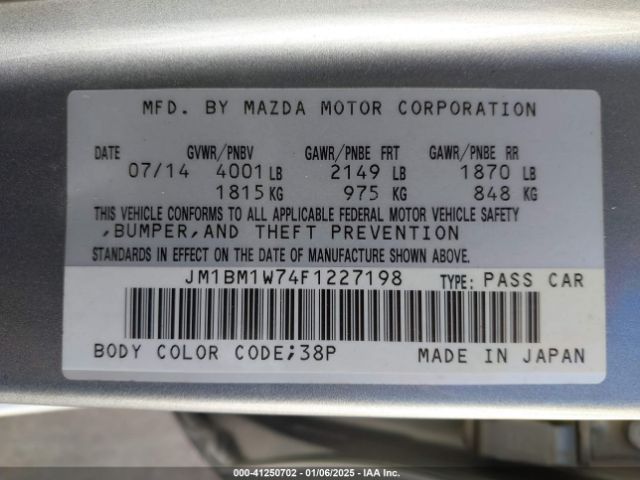 JM1BM1W74F1227198 Mazda Mazda3 I Grand Touring