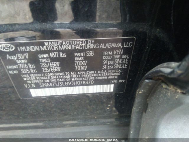 5NMZU3LB9JH078370 Hyundai Santa Fe Sport 2.4l