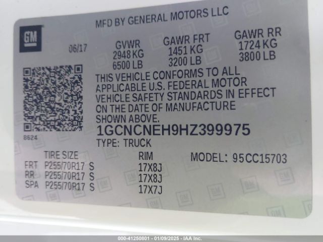 1GCNCNEH9HZ399975 Chevrolet Silverado 1500 Wt