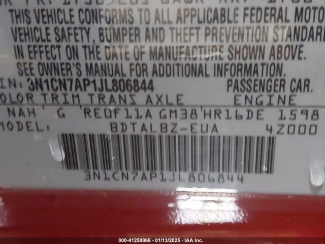 Nissan Versa 1.6 Sv 2018 3N1CN7AP1JL806844 Image 9