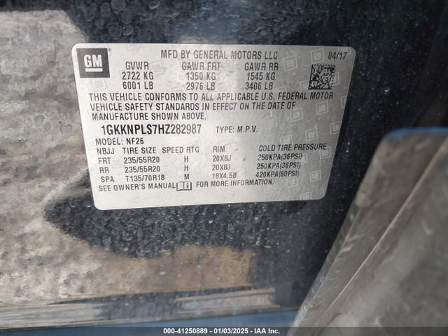 1GKKNPLS7HZ282987 GMC Acadia Denali