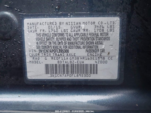 Nissan Versa 1.6 Sv 2015 3N1CN7AP0FL895300 Image 9