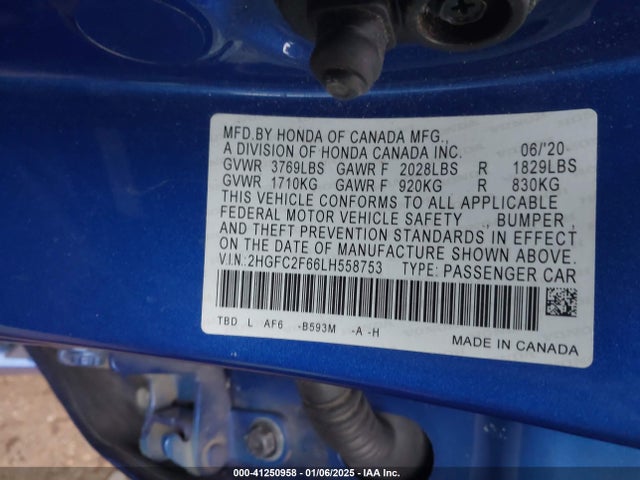2HGFC2F66LH558753 Honda Civic Lx