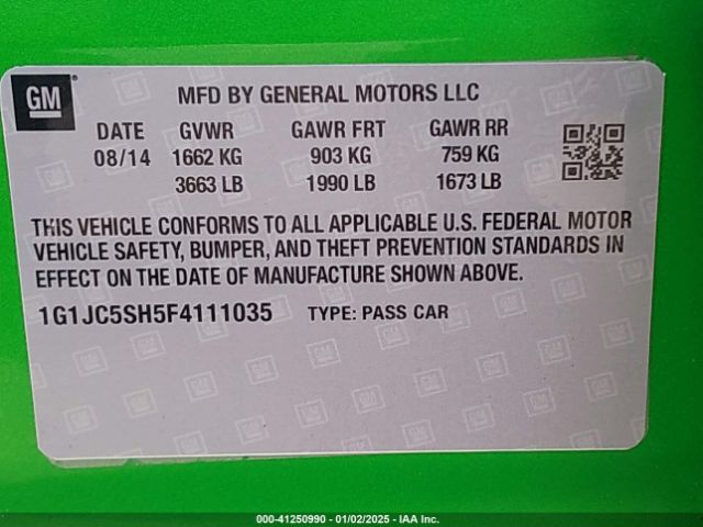 1G1JC5SH5F4111035 Chevrolet Sonic Lt Auto