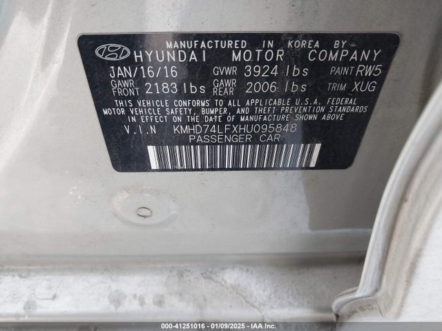 Hyundai ELANTRA SE 2017 KMHD74LFXHU095848 Image 9