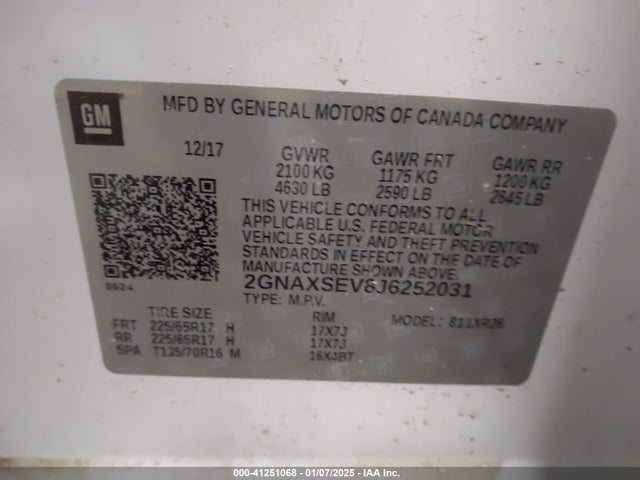 2GNAXSEV8J6252031 Chevrolet EQUINOX LT