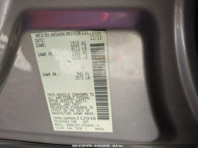 1N4AL3AP6EN252036 Nissan Altima 2.5 S