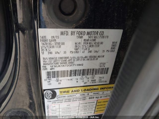 1FMJK1KT2GEF11942 Ford Expedition El Limited