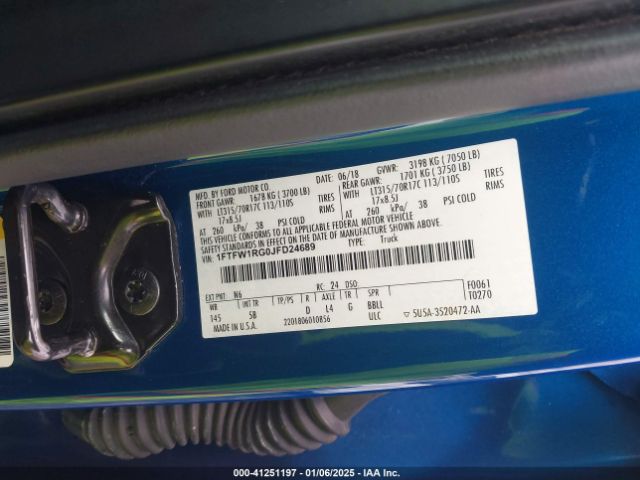 1FTFW1RG0JFD24689 Ford F-150 Raptor
