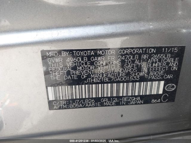 JTHBZ1BL7GA001533 Lexus Gs 350 F Sport