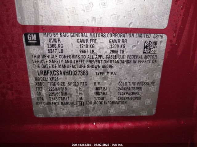 LRBFXCSA4HD027363 Buick Envision Preferred