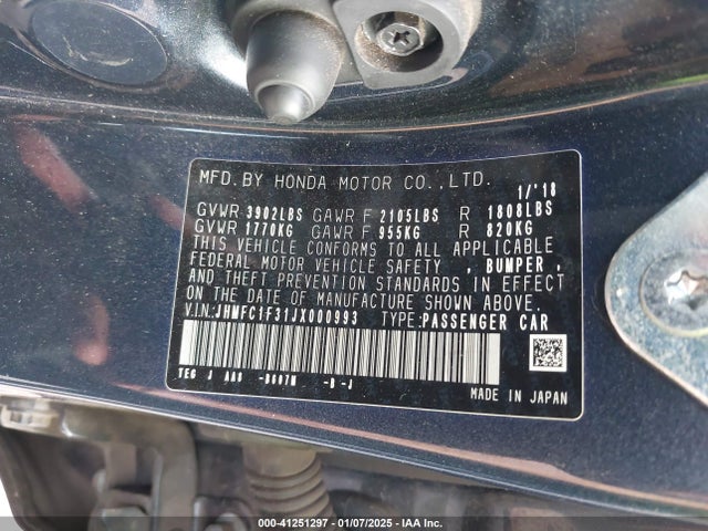 JHMFC1F31JX000993 Honda Civic Ex-t
