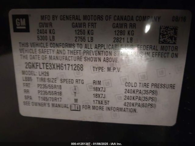 2GKFLTE3XH6171268 GMC Terrain Sle-2
