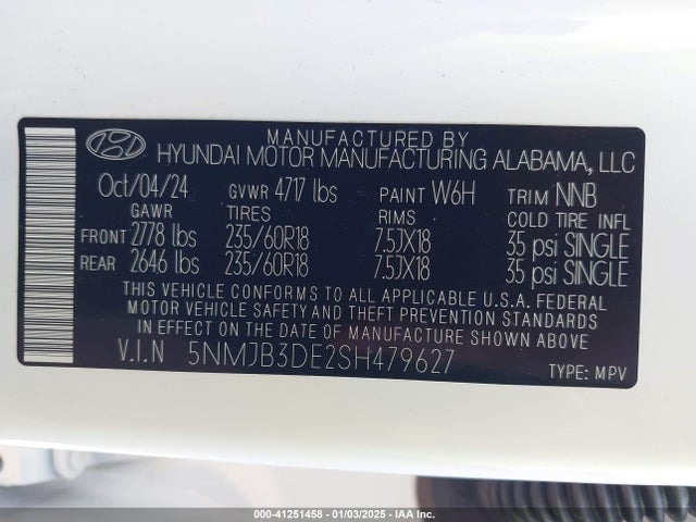 5NMJB3DE2SH479627 Hyundai TUCSON SEL