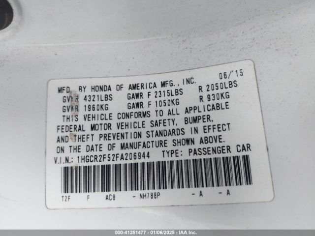 1HGCR2F52FA206944 Honda Accord Sport