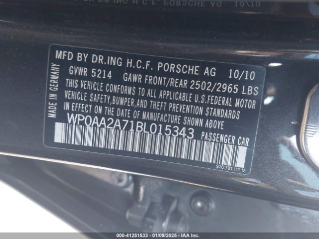 2011 PORSCHE PANAMERA WP0AA2A71BL015343 Photo 8