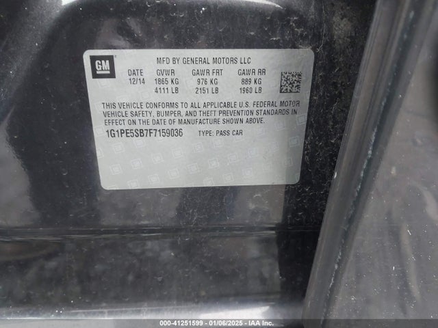 1G1PE5SB7F7159036 Chevrolet Cruze 2lt Auto