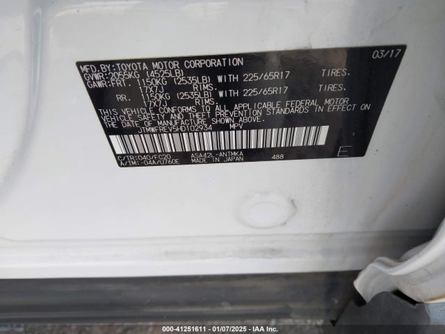 Toyota Rav4 Xle 2017 JTMWFREV5HD102934 Image 9