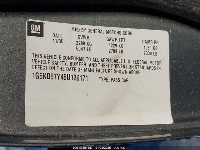2006 CADILLAC DTS 1G6KD57Y46U139171 Photo 8