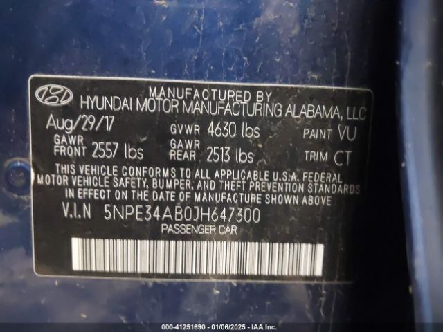 5NPE34AB0JH647300 Hyundai Sonata Sport 2.0t