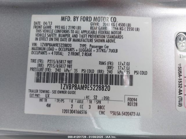 1ZVBP8AM9E5228820 Ford Mustang V6 Premium
