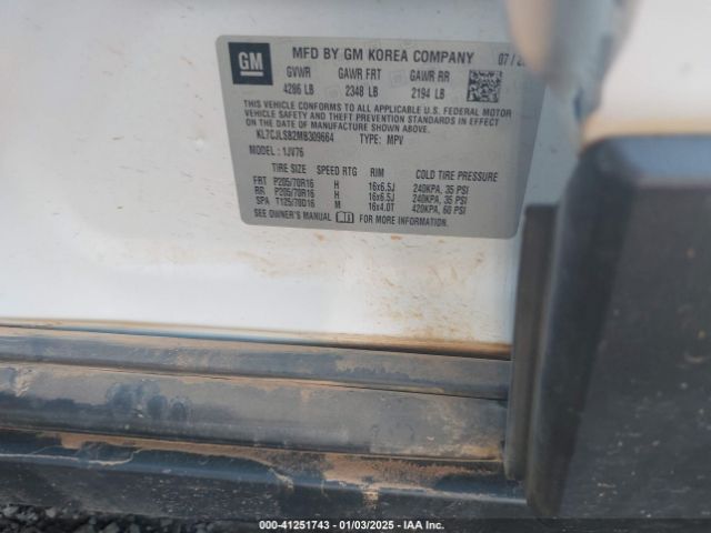 KL7CJLSB2MB309664 Chevrolet Trax Fwd Lt