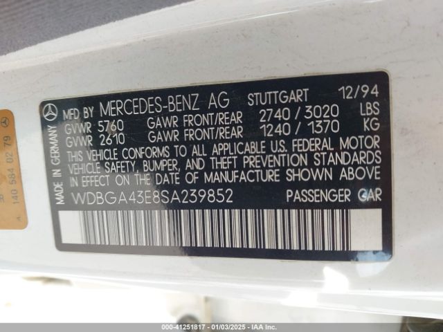 1995 MERCEDES-BENZ S WDBGA43E8SA239852 Photo 8