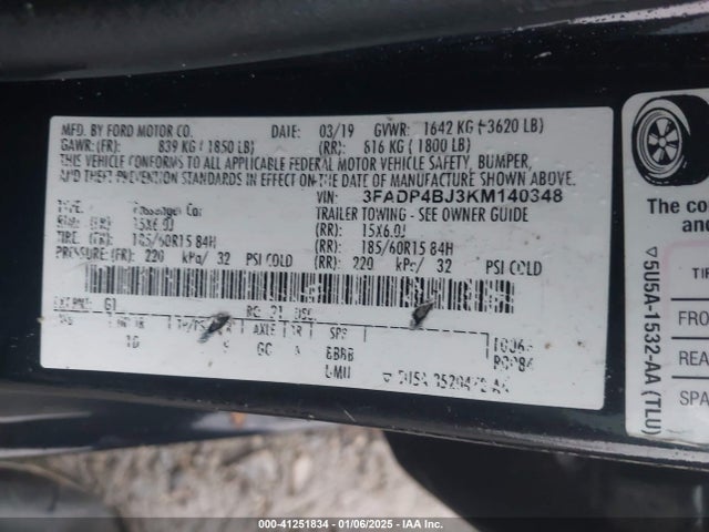 Ford FIESTA SE 2019 3FADP4BJ3KM140348 Image 9