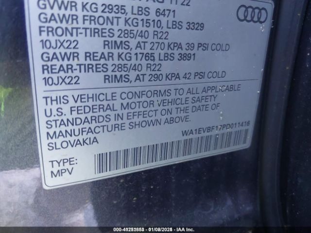 WA1EVBF17PD011416 Audi Q8 Premium Plus 55 Tfsi Quattro Tiptronic