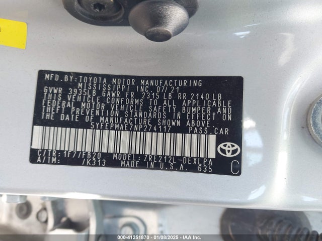 Toyota COROLLA LE 2022 5YFEPMAE7NP274117 Image 9