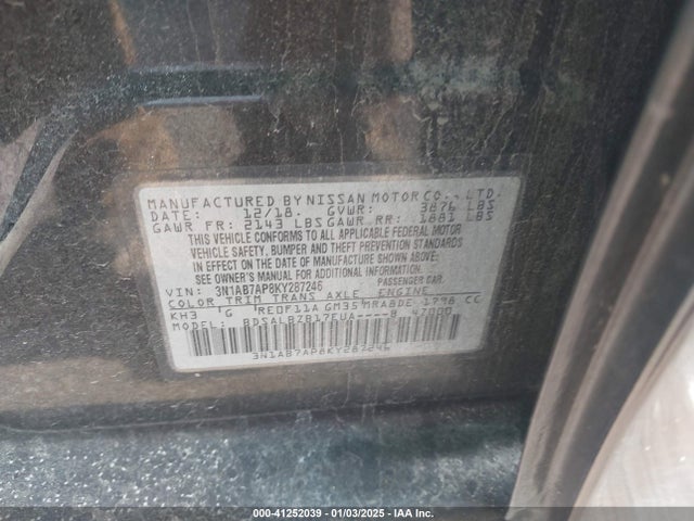 3N1AB7AP8KY287246 Nissan SENTRA S