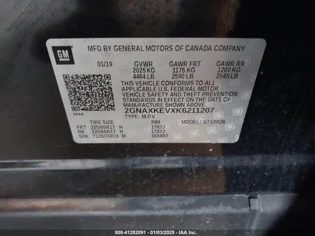 Chevrolet EQUINOX LT 2019 2GNAXKEVXK6211207 Image 9