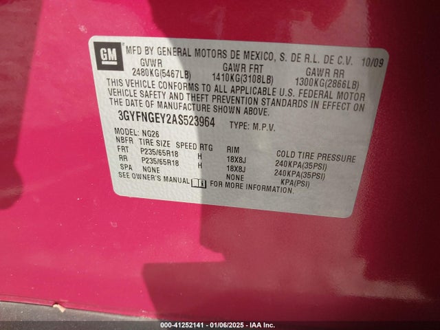 2010 CADILLAC SRX 3GYFNGEY2AS523964 Photo 8