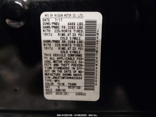 Nissan Rogue Sl 2017 JN8AT2MT8HW403894 Image 9