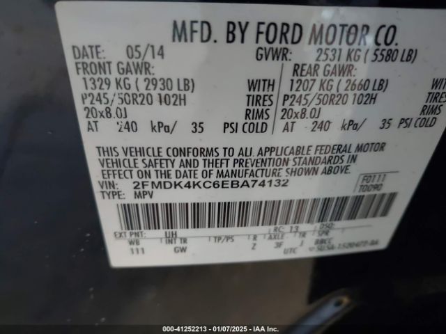 2FMDK4KC6EBA74132 Ford Edge Limited