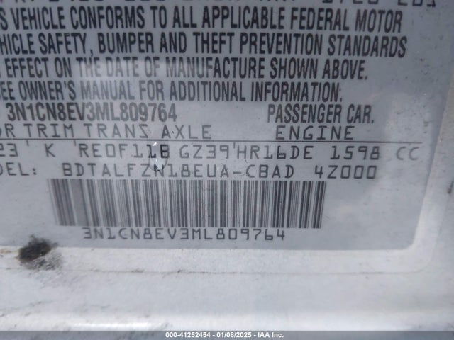 Nissan Versa Sv Xtronic Cvt 2021 3N1CN8EV3ML809764 Image 9