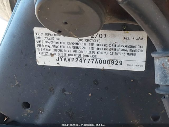 2007 YAMAHA XVS1300 JYAVP24Y77A000929 Photo 9