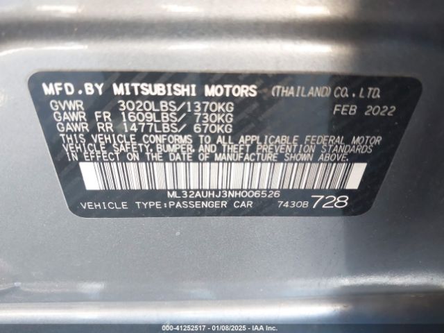 2022 MITSUBISHI MIRAGE ML32AUHJ3NH006526 Photo 8