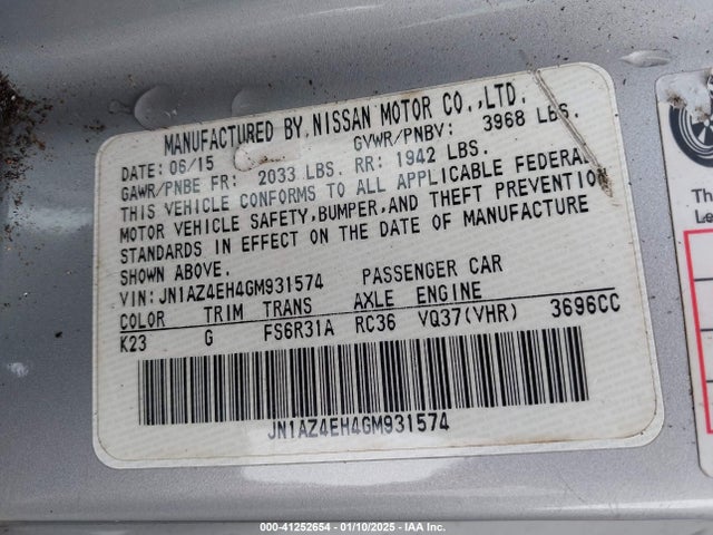 JN1AZ4EH4GM931574 Nissan 370z Sport