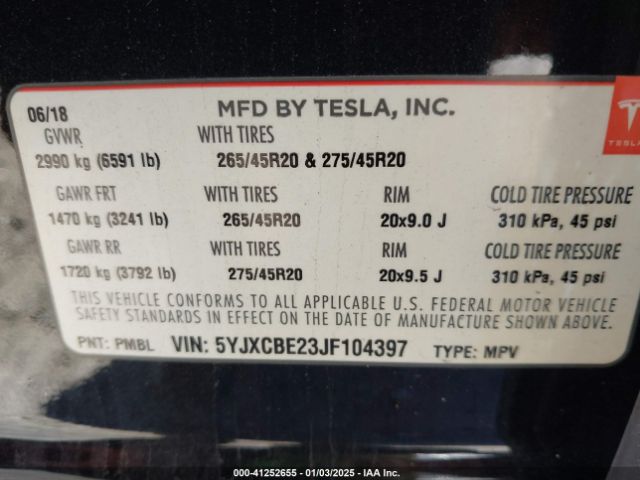 2018 TESLA MODEL X 5YJXCBE23JF104397 Photo 8