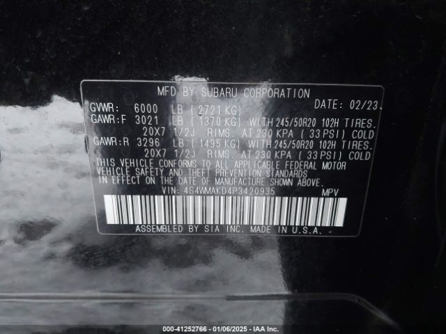 2023 SUBARU ASCENT 4S4WMAKD4P3420935 Photo 8