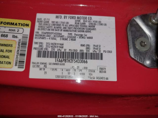 1FA6P8TH2F5433066 Ford Mustang Ecoboost