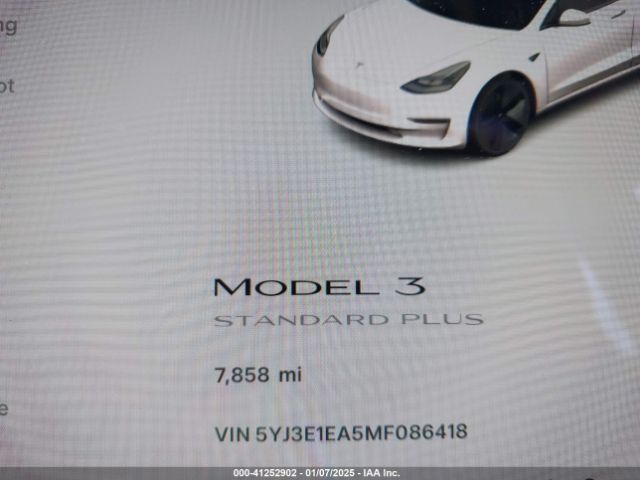 5YJ3E1EA5MF086418 Tesla Model 3 Standard Range Plus Rear-wheel Drive