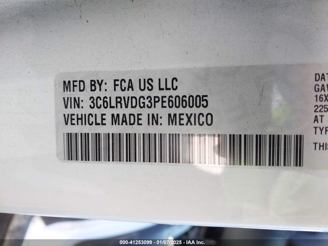 3C6LRVDG3PE606005 RAM Promaster 2500 High Roof 159 Wb