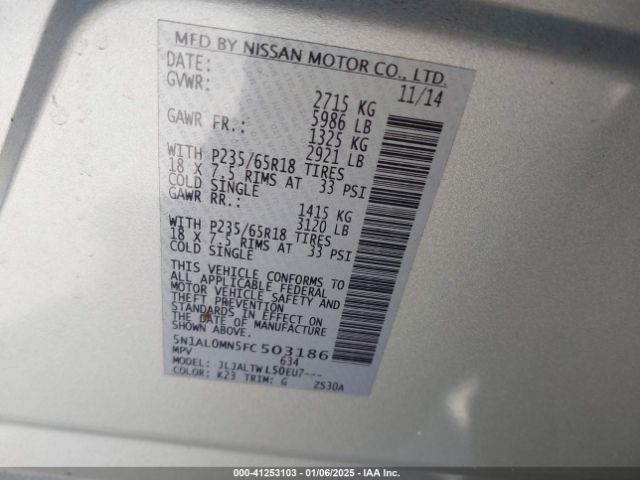 5N1AL0MN5FC503186 Infiniti QX60